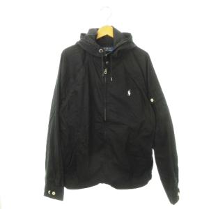 マウンテンパーカー ジップアップ 長袖 ラグランスリーブ ロゴ刺繍 XL 黒 ブラック /MN5 GY18