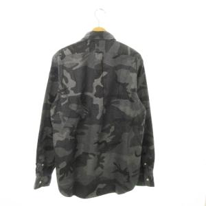 RALPH LAUREN ボタンダウンシャツ 長袖 コットン ロゴ刺繍 カモフラ 迷彩柄 L グレー /MN13 GY18