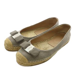 ヴァラリボン フラットシューズ スリッポン エスパドリーユ キャンバス ラウンドトゥ ロゴ 6 23cm