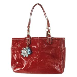 COACH トートバッグ エナメル エンボス シグネチャー 型押し 赤 レッド F15246 /CK19 GY18