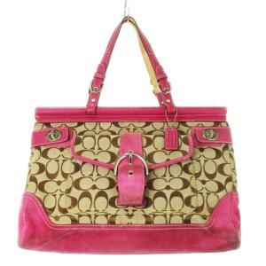 ハンドバッグ キャンバス スエード レザー 革 ベルトデザイン ターンロック ピンク 6876 /CK18