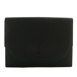 ヴィンテージ クラッチバッグ セカンドバッグ レザー YSL ロゴ 型押し 黒 ブラック /XZ OH