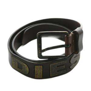 ベルト 牛革 レザー ハトメ ロゴ 刻印 85/34 茶色 ブラウン B-BOLD X03733 /XZ