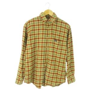 90s 筆記タグ ヴィンテージ ネルシャツ 長袖 コットン チェック 総柄 M ベージュ /AO19 GY11