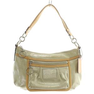 ポピー POPPY ハンドバッグ ショルダー 2WAY レザー ラメ ロゴ ベージュ 14534 /XZ