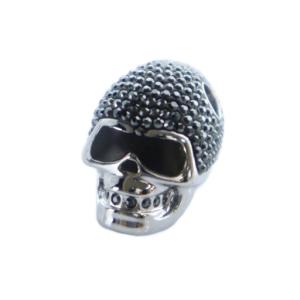 ネックレス トップのみ アクセサリー シルバーカラー 銀色 スカル ドクロ ラインストーン ロゴ /MQ