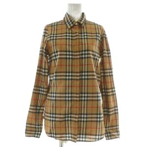 ENGLAND Crow シャツ ブラウス 長袖 ノバチェック 総柄 36 S 茶色 ブラウン 8003202