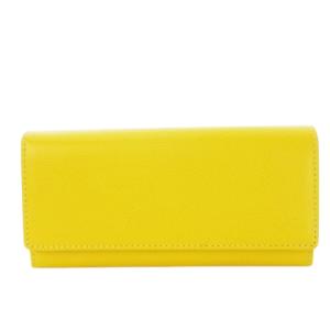 長財布 ロングウォレット 小銭入れあり 二つ折り レザー 革 ロゴ型押し 黄 イエロー /CK31 GY18