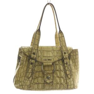 ハンドバッグ クロコ型押し イエロー