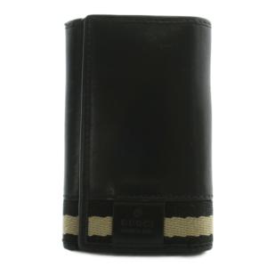 キーケース 三つ折り レザー 6連 ロゴ 黒 ブラック /XZ GY11