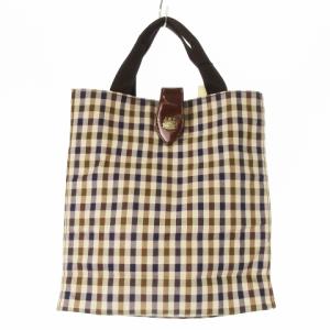 トートバッグ ハンドバッグ キャンバス レザー クラブチェック 茶 ブラウン /CK14 GY18