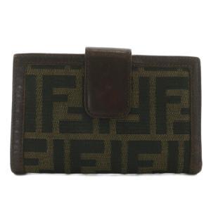 財布 二つ折り がま口 キャンバス レザー ズッカ柄 茶色 ブラウン カーキ /XZ GY11