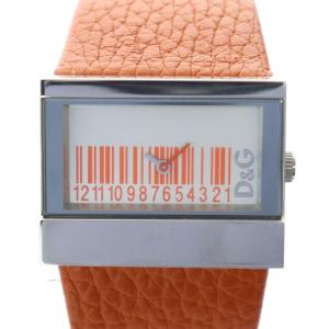 ジャンク品 腕時計 ウォッチ クォーツ レザーベルト スクエア ロゴ オレンジ シルバー色 GY18 /MQ