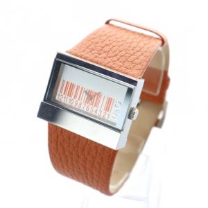 DOLCE&GABBANA ジャンク品 腕時計 ウォッチ クォーツ レザーベルト スクエア ロゴ オレンジ シルバー色 GY18 /MQ