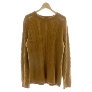 ニット セーター 長袖 ローゲージ クルーネック ウール混 カシミヤ混 M キャメル NUC01KN004TG