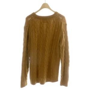 nano universe ニット セーター 長袖 ローゲージ クルーネック ウール混 カシミヤ混 M キャメル NUC01KN004TG