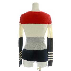 TOMMY HILFIGER ニット セーター 長袖 ボーダー柄 コットン ロゴ XS 赤 レッド 白 ホワイト 紺 ネイビー /MP