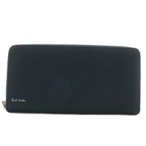 長財布 レザー ラウンドファスナー マルチストライプ ロゴ 紺 ネイビー /XZ GY18