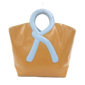 ハンドバッグ Rハンドル ブラウン ライトブルー