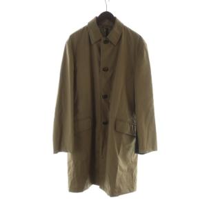 ステンカラー コート ロング 総裏地 コットン レザー 切替 S ベージュ 黒 GY18 /MQ