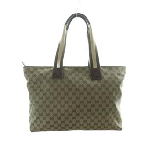 GUCCI トートバッグ ハンド 155524 ロゴ GGキャンバス 茶 ブラウン カーキ GY18 /MQ OH