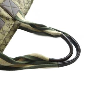 GUCCI トートバッグ ハンド 155524 ロゴ GGキャンバス 茶 ブラウン カーキ GY18 /MQ OH