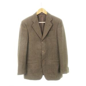 テーラードジャケット 総裏地 ウール カシミヤ混 ヘリンボーン 総柄 S 茶 ブラウン /AH17 GY18