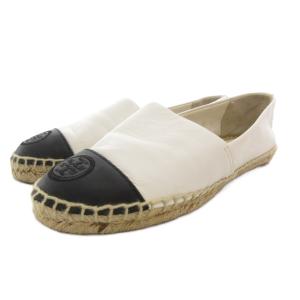 エスパドリーユ スリッポン シューズ バイカラー レザー ロゴ 6M 白 ホワイト 黒 ブラック 51158649