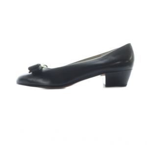 Salvatore Ferragamo ヴァラ パンプス チャンキーヒール ロゴ リボン レザー 6 23.5cm 黒 ブラック GY40 /MQ