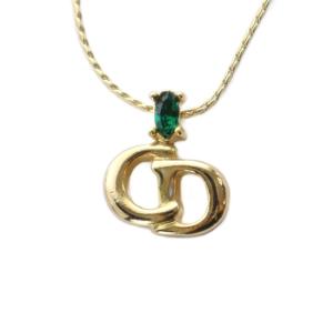 ネックレス アクセサリー ペンダント CDロゴ トップ 刻印 ストーン ゴールド色 GY18 /MQ OH