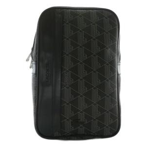 ボディバッグ ショルダーバッグ PVC レザー 総柄 ロゴ 黒 ブラック /XZ GY18