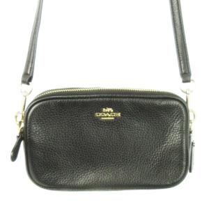 ショルダーバッグ ポシェット レザー 革 ロゴ 2ルーム 黒 ブラック /CK22 GY18