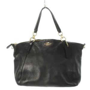 ハンドバッグ レザー 革 シボ革 ロゴ 黒 ブラック F36675 /CK20 GY18