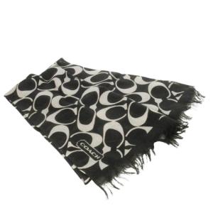 ストール スカーフ カシミヤ シルク シグネチャー フリンジ ロゴ 黒 ブラック /CK20 GY18