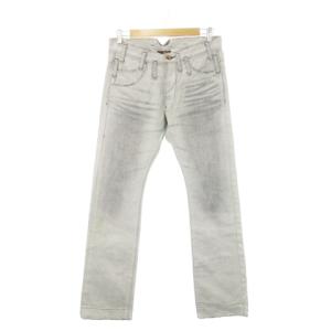デニムパンツ ジーンズ ストレート ダメージ加工 ステッチ ボタンフライ 31 グレー /AH5 GY18
