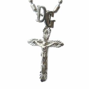 ロザリオ ネックレス アクセサリー ペンダント クロス 十字架 シルバーカラー 銀色 /MQ GY18
