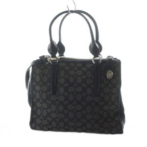 COACH 33524 シグネチャー 2WAY トート バッグ ショルダー ハンド キャンバス レザー ロゴ 黒 ブラック