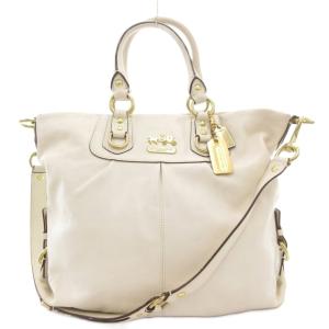 12935 マディソン ジュリアン ハンドバッグ ショルダー 2WAY 斜め掛け レザー ロゴ 白 ホワイト