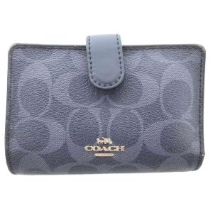 二つ折り財布 ウォレット シグネチャー ロゴ 紺 ネイビー /AE GY18