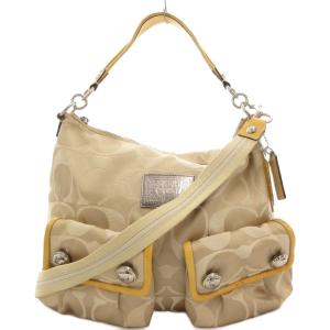 14570 シグネチャー ハンドバッグ ショルダー 2WAY 斜め掛け キャンバス ロゴ ベージュ /GV