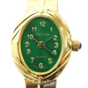 腕時計 ウォッチ オーバル クォーツ ロゴ 緑文字盤 ゴールド色 GY18 /MQ