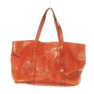 idea トートバッグ ビッグサイズ レザー 型押しロゴタブ オレンジ /MN17 GY11