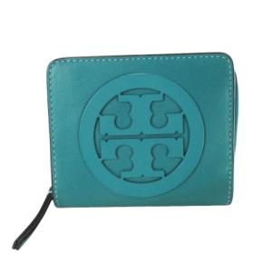 二つ折り財布 ウォレット 小銭入れあり レザー 革 ダブルTロゴ ラウンド 緑 グリーン /CK25 GY11