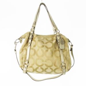 ハンドバッグ 2way ショルダーバッグ キャンバス レザー 革 オプアート ベージュ 15275 /CK13