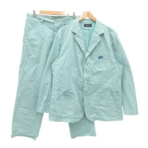 セットアップ テーラードジャケット チノパン ロゴ XL 水色 ライトブルー GY18 /NU