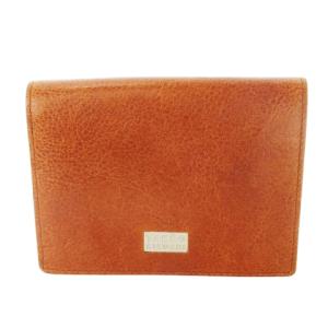 二つ折り財布 ウォレット 小銭入れあり レザー 革 ロゴプレート 茶 ブラウン /CK24 GY18