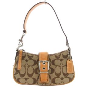 ハンドバッグ キャンバス レザー シグネチャー ロゴ ベージュ 6362 /JS GY18