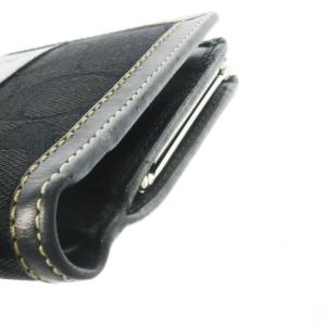 COACH 二つ折り財布 ウォレット 小銭入れあり キャンバス レザー 革 シグネチャー ロゴ型押し 黒 ブラック