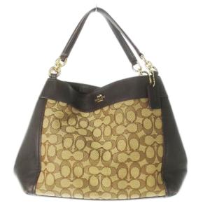 ハンドバッグ キャンバス レザー 革 シグネチャー ロゴ 茶 ブラウン M1857-F29548 /CK18