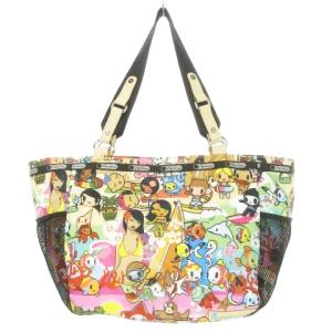 LesportSAC × トキドキ tokidoki トートバッグ ハンドバッグ ナイロン キーホルダー付き キャラクター 総柄